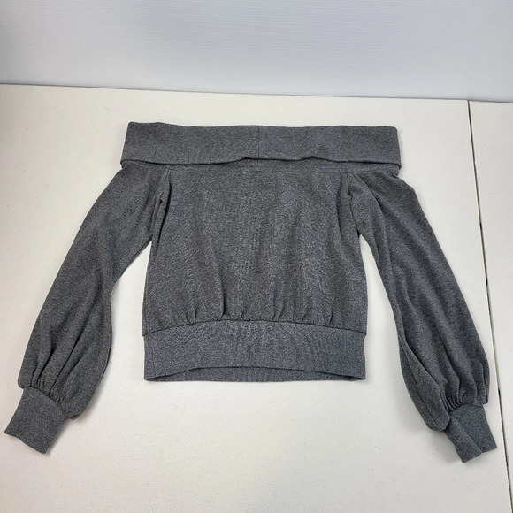 Privacy Please Top Off The Shoulder Charcoal Gray Knit Top Blouse Sz XS - Picture 3 of 10